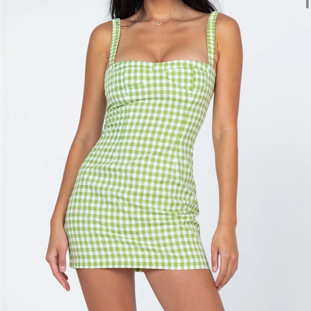 princess polly green plaid mini dress